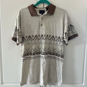 Vtg Roper white and brown Polo‎ Shirt